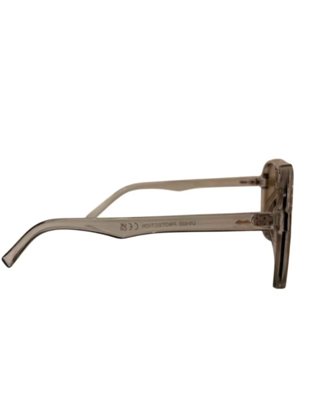 Retro Translucent Gray Double Bridge Sunglasses – Clear Smoke Frame | Brown Lens